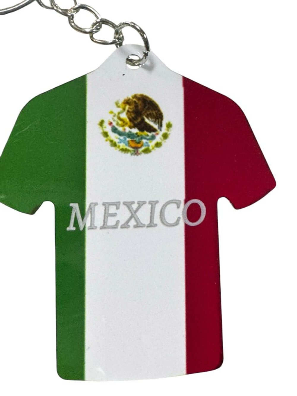 Mexico Flag Jersey Shape Keychain, Metal Key Ring Souvenir